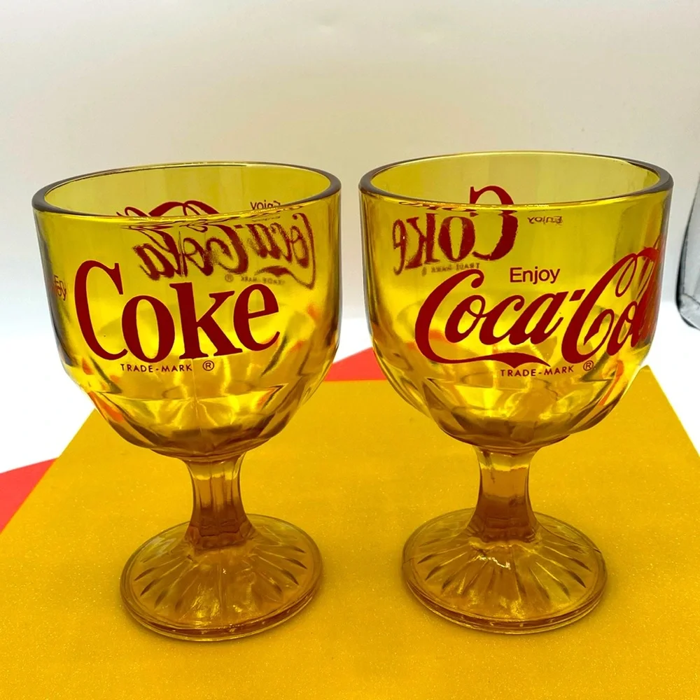 Vintage 1970 “Enjoy Coca-Cola” Amber Glass With Red Lettering